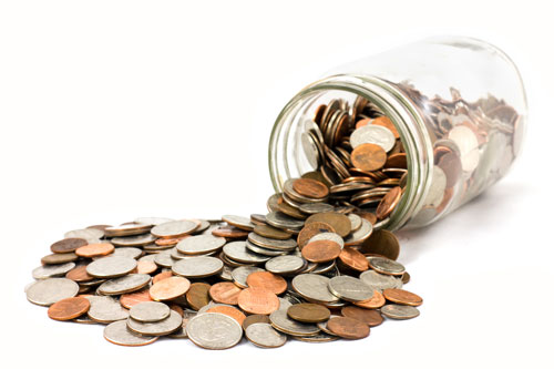 Jar of Coins Tipped Over